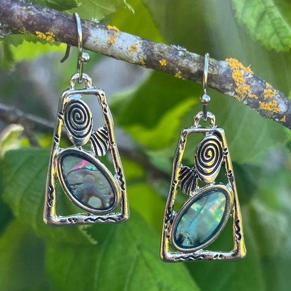 Silver Shell Modern Drop Earrings - Picture 4 of 5